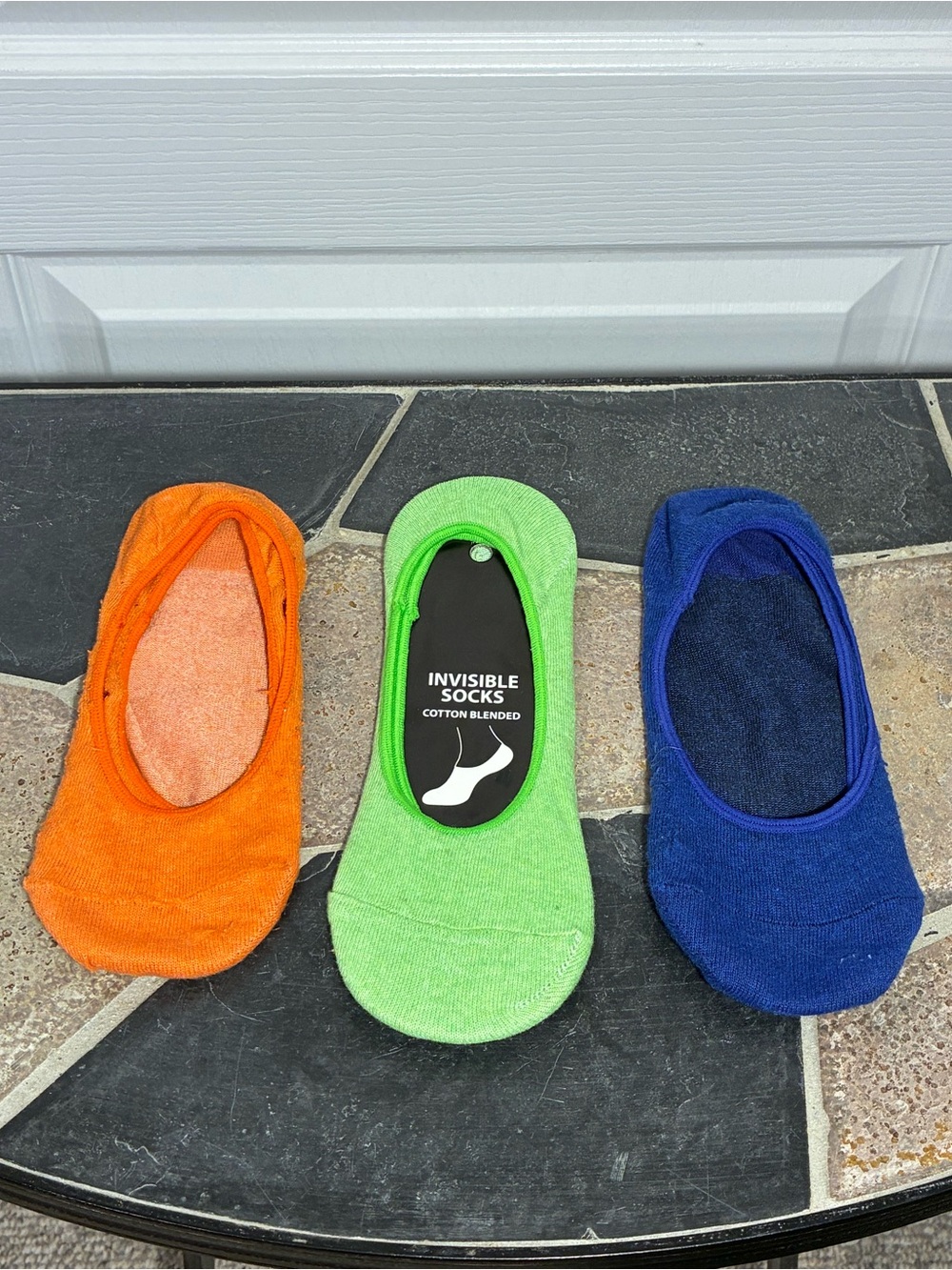 3 Pair Men’s No Show Invisible Socks Orange NEW Green Blue Men’s Size 10-13